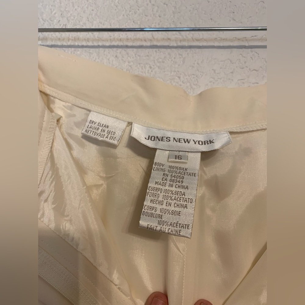 Jones New York Women Size 16 Cream/ivory Silk Wide Leg Pants Trouser Career - Picture 8 of 9